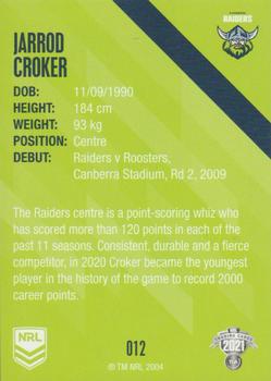 2021 NRL Traders #012 Jarrod Croker Back